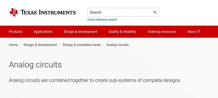 Webseite von Texas Instruments zu Analogschaltungen