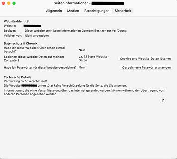 Website-Informationen und Datenschutz-Einstellungen