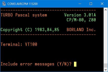 Turbo Pascal System Terminal-Startbildschirm