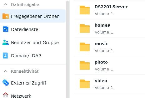 Screenshot einer Dateifreigabe-Benutzeroberfläche