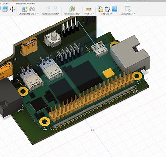 3D CAD Ansicht eines Leiterplatten-Layouts