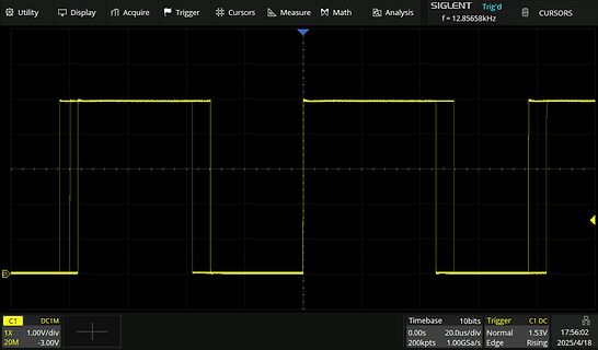 Oszilloskop-Screenshot eines Rechtecksignals