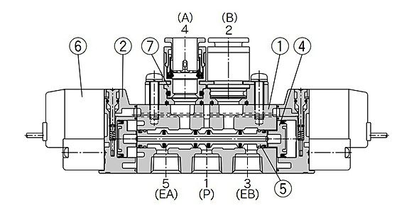Querschnittzeichnung eines Bauteils mit Beschriftung