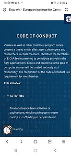 Code of Conduct der EICAR Webseite