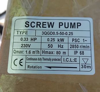 Typenschild einer Schraubenförderpumpe