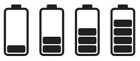 Vier Batteriestandsanzeigen