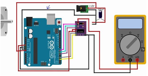 Fritzing-Schaltplan mit Arduino Uno, Sensor und Multimeter