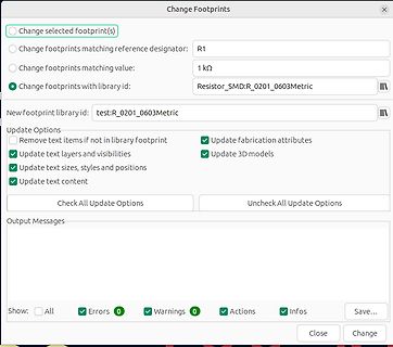 Dialogfenster zum Ändern von Footprints in einer EDA-Software