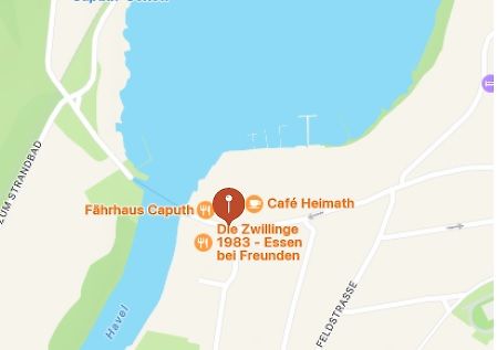 Kartenausschnitt mit Café Heimath und Fährhaus Caputh