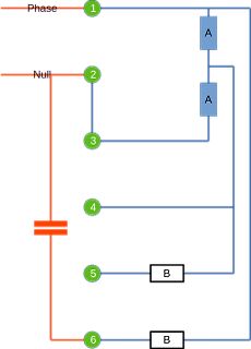 Vereinfachter Schaltplan mit Phase und Nullleiter