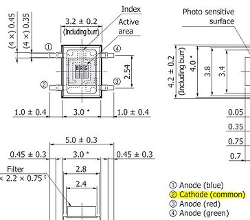 Technische Zeichnung eines Photosensors