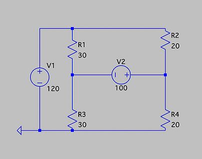 Elektrischer Schaltplan mit Spannungsquellen und Widerständen