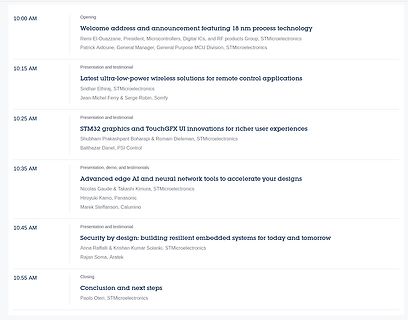 Zeitplan einer STMicroelectronics Konferenz