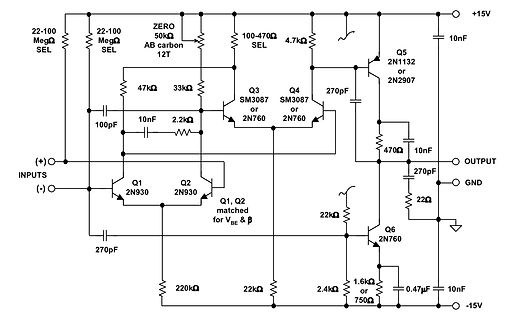 Schaltplan eines Transistor-Operationsverstärkers