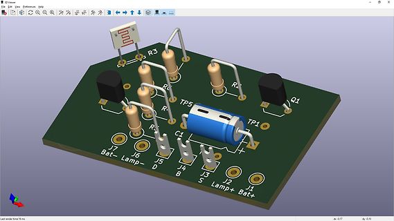 3D-CAD-Ansicht einer Leiterplatte