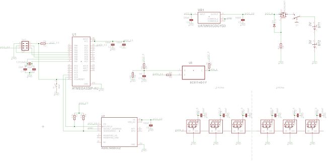 Schaltplan mit ATmega328P, Spannungsregler und LED-Ansteuerung