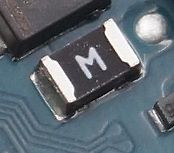 Makroaufnahme eines SMD-Bauteils auf Leiterplatte