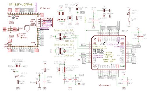 Schaltplan STM32F-LQFP48 Mikrocontroller-Board