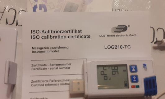 ISO-Kalibrierzertifikat für LOG210-TC Messgerät