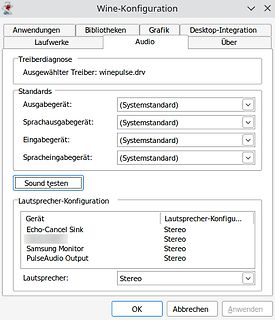 Wine-Konfiguration Audio-Einstellungen