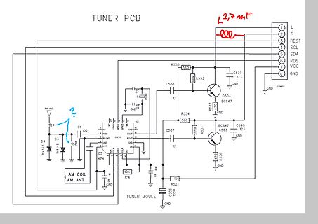 Schaltplan eines Tuner-PCB