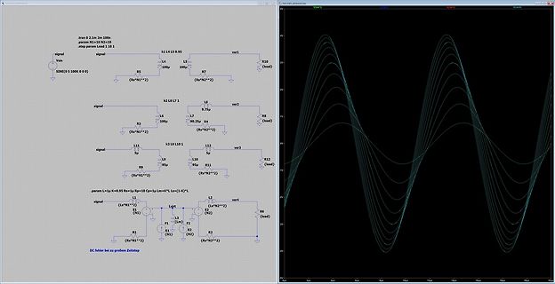 Schaltpläne und Oszillogramm einer Simulation