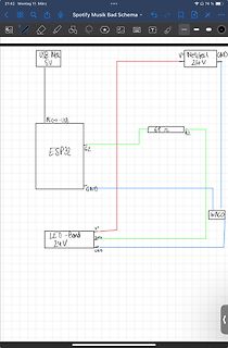 Handgezeichneter Schaltplan für ESP32 und LED-Band