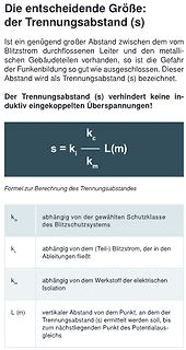 Formel und Erklärung zum Trennungsabstand bei Blitzschutz