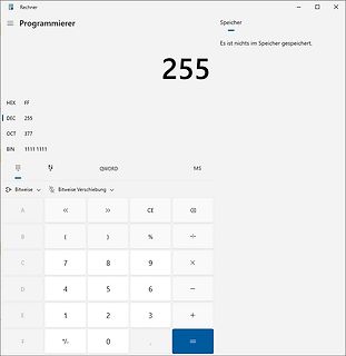 Windows Taschenrechner im Programmiermodus