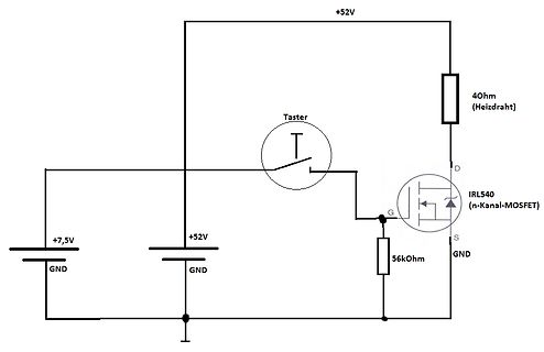 Schaltplan mit MOSFET und Heizdraht