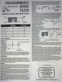 Bedienungsanleitung und Diagramm für den WIDGET MAN ZSF2v02 Spark Filter
