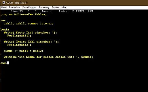 Pascal-Programmcode in einem Texteditor