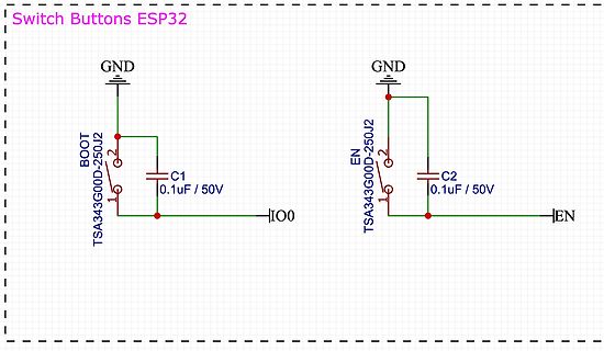 Schaltplan der Boot- und Enable-Buttons für ESP32