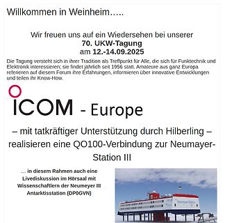 Einladung zur 70. UKW-Tagung in Weinheim