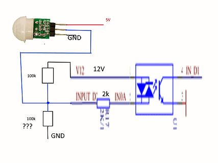Schaltplan mit PIR-Sensor und Transistor-Schaltung