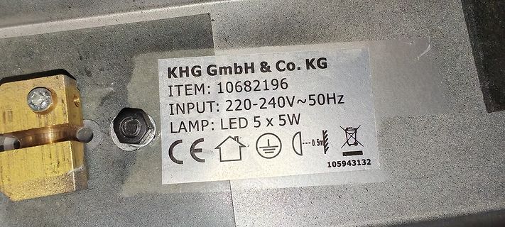 Typenschild eines Geräts von KHG GmbH & Co. KG