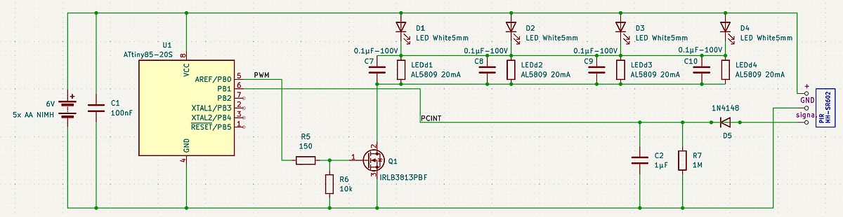 Schaltplan mit ATtiny85 und LED-Ansteuerung