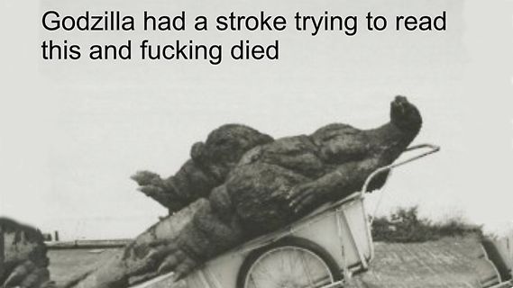 Meme mit Godzilla in einem Wagen