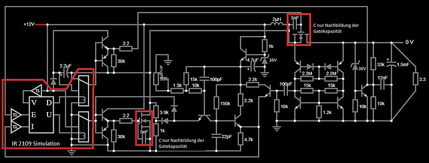 Schaltplan einer IR 2109 Simulation