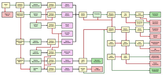 Flussdiagramm verschiedener Karrierewege für MINT-Studierende