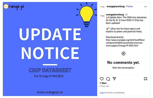 Social Media Post Update Chip Datasheet Orange Pi