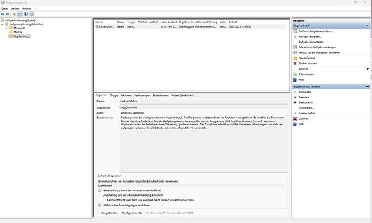 Windows Aufgabenplanung mit HogControl_li Task