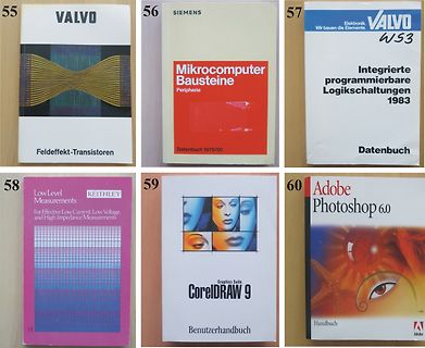 Sammlung alter technischer Handbücher und Datenbücher