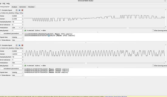 Screenshot der Software Universal Radio Hacker