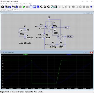 LTspice Schaltplan und Simulationsergebnis