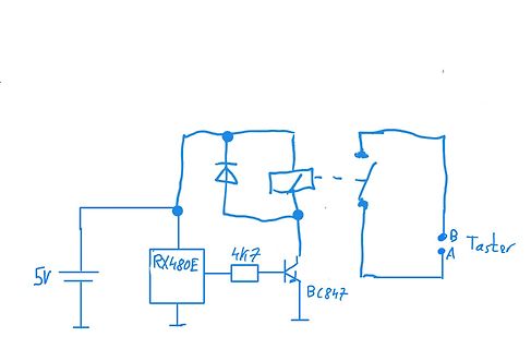 Handgezeichneter Schaltplan mit Transistor und Relais