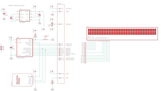 Schaltplan mit PIC16F1455 und LCD-Display