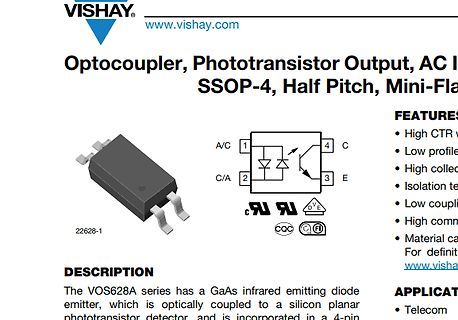 Datenblatt Ausschnitt Vishay Optokoppler VOS628A