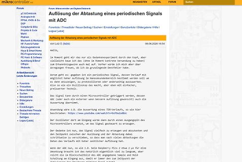 Forumbeitrag über Abtastung periodischer Signale mit ADC