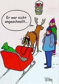 Comic mit Rentier und Schlitten